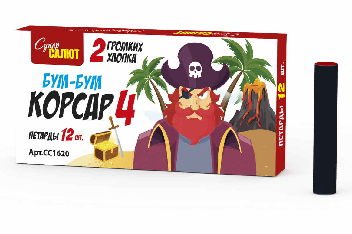 Петарда Корсар 4 БУМ БУМ (12 шт)  16/12/12