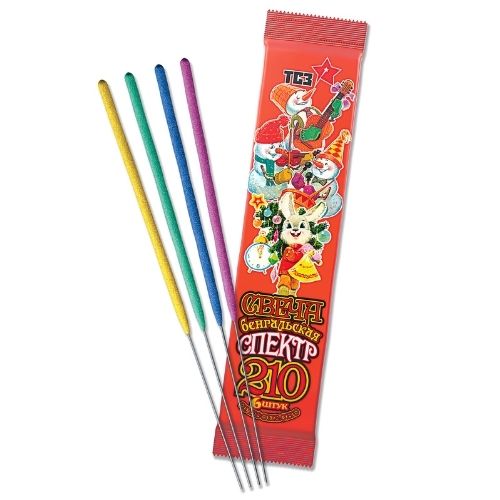 Свеча бенгальская 210 мм "Спектр" (толстая разноцветная) 6/200