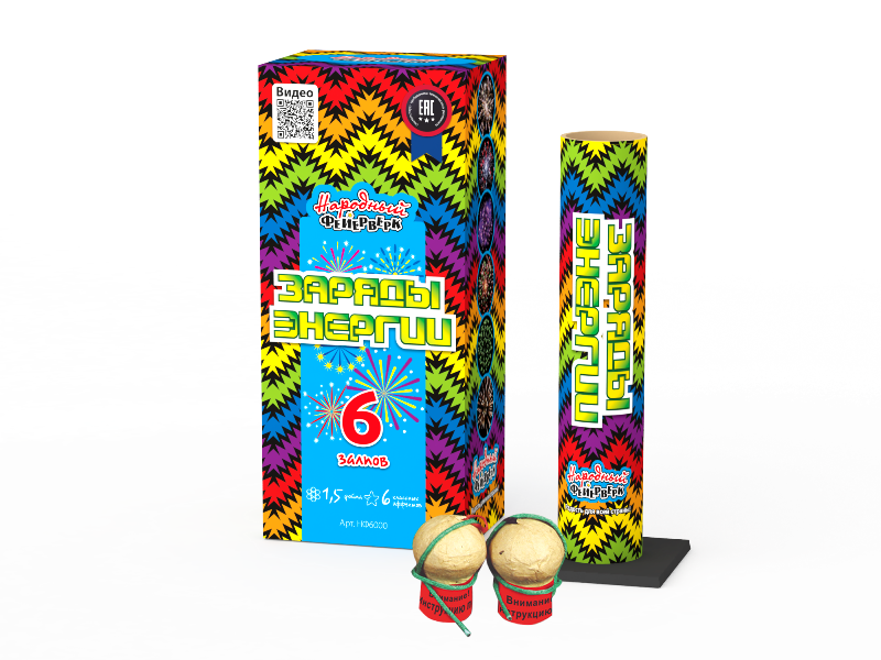 Фестивальные шары Заряды энергии (мортира+6шт) (1.5"х6) 12/6