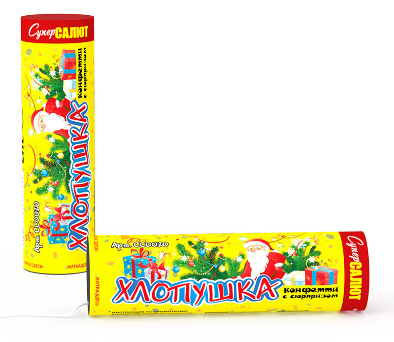 Хлопушка с конфетти, сюрприз 100 мм 500/1